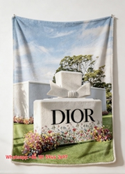 Dior Perfume Bottle Garden Flannel Throw Blanket D194